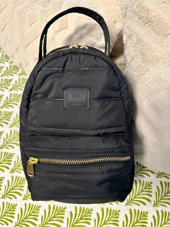 Herschel Supply Company Handbags - Herschel Supply Company Black Quilted Mini Backpack with Gold Zipper
